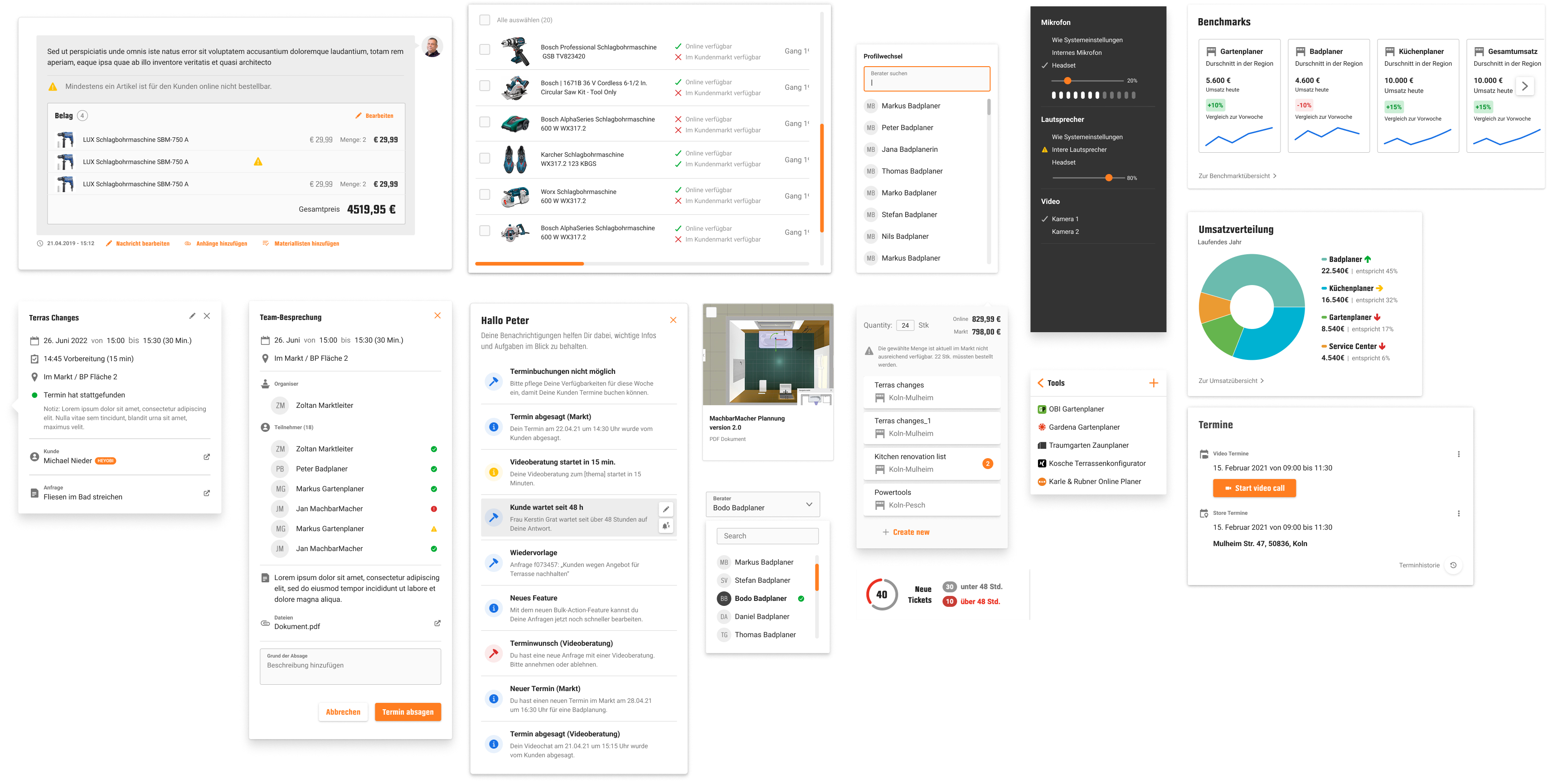 heyOBI internal expert tool, quotes, video consultation, appointments, and dashboards